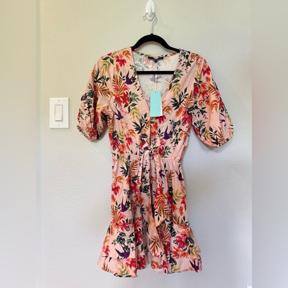 NWT Shore Brand Pink Floral Mini Dress XS - Picture 1 of 3
